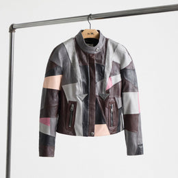 Restored Leather Patchwork Racer Jacket