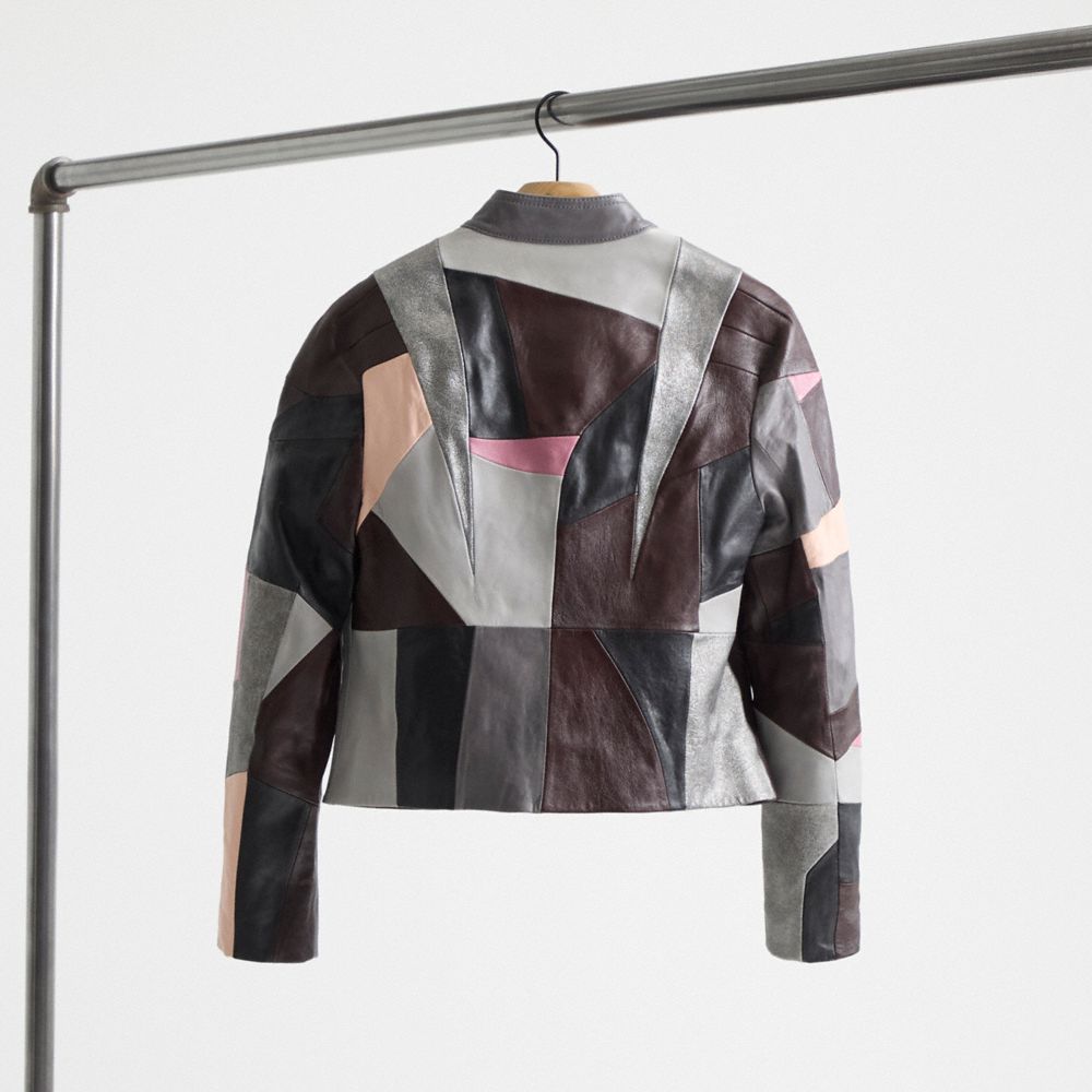 Restored Leather Patchwork Racer Jacket