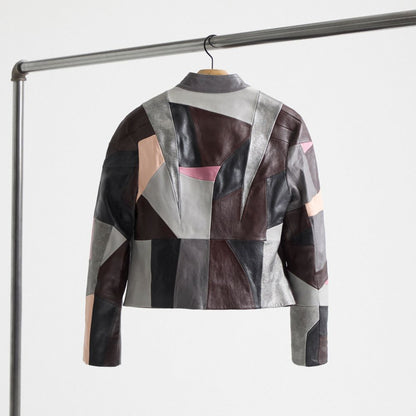 Restored Leather Patchwork Racer Jacket