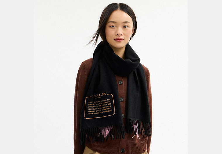 Embroidered Patch Cashmere Muffler