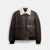 Leather Flight Jacket With Shearling Collar