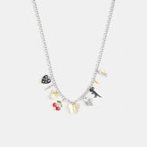 Cherry And Butterfly Statement Charm Necklace