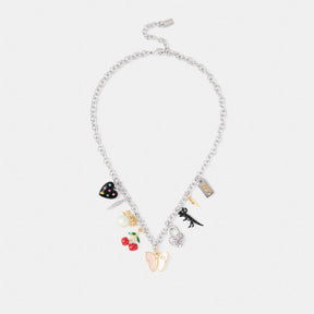 Cherry And Butterfly Statement Charm Necklace