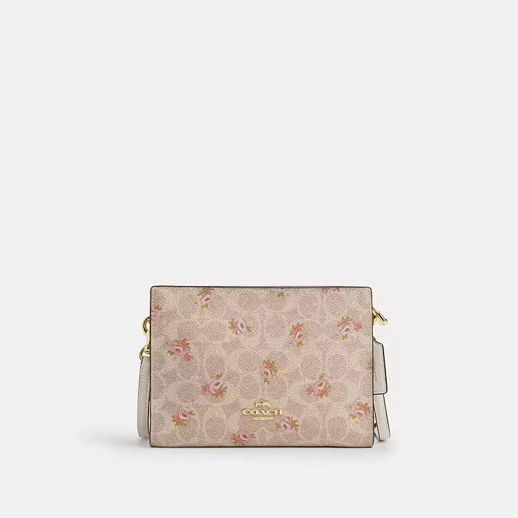 Slim Crossbody Bag  In Signature Canvas With Floral Print