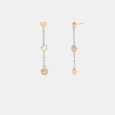 Pavé Tea Rose And Heart Linear Earrings