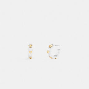 Pavé Tea Rose And Heart Hoop Earrings