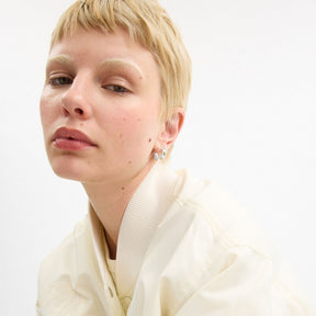 Pavé Tea Rose And Heart Hoop Earrings