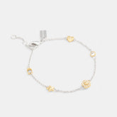 Pavé Tea Rose And Heart Linear Bracelet