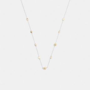 Pavé Tea Rose And Heart Station Necklace