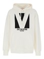 Valentino 'Chez' White Hoodie with Drawstring Hood and Maxi Logo Print on the Front in Cotton Man