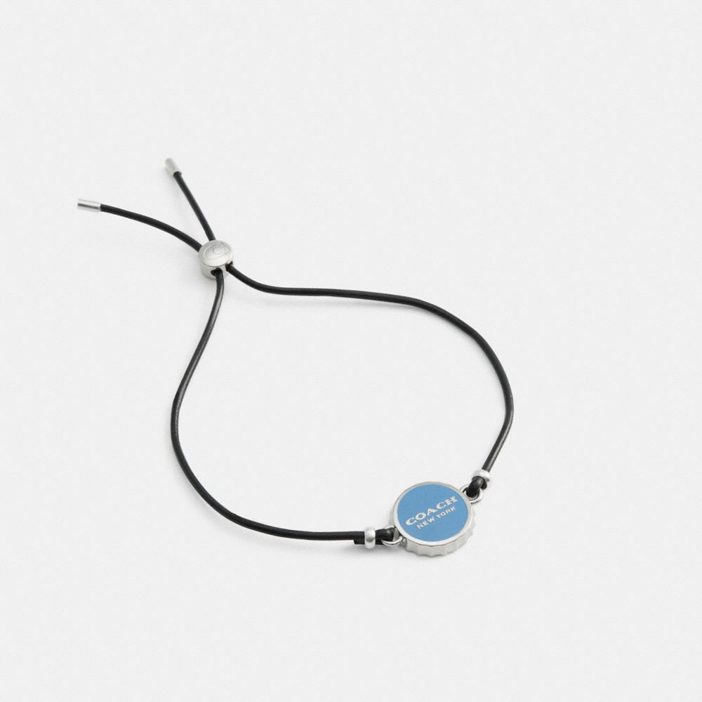 Enamel Bottle Cap Black Leather Bracelet