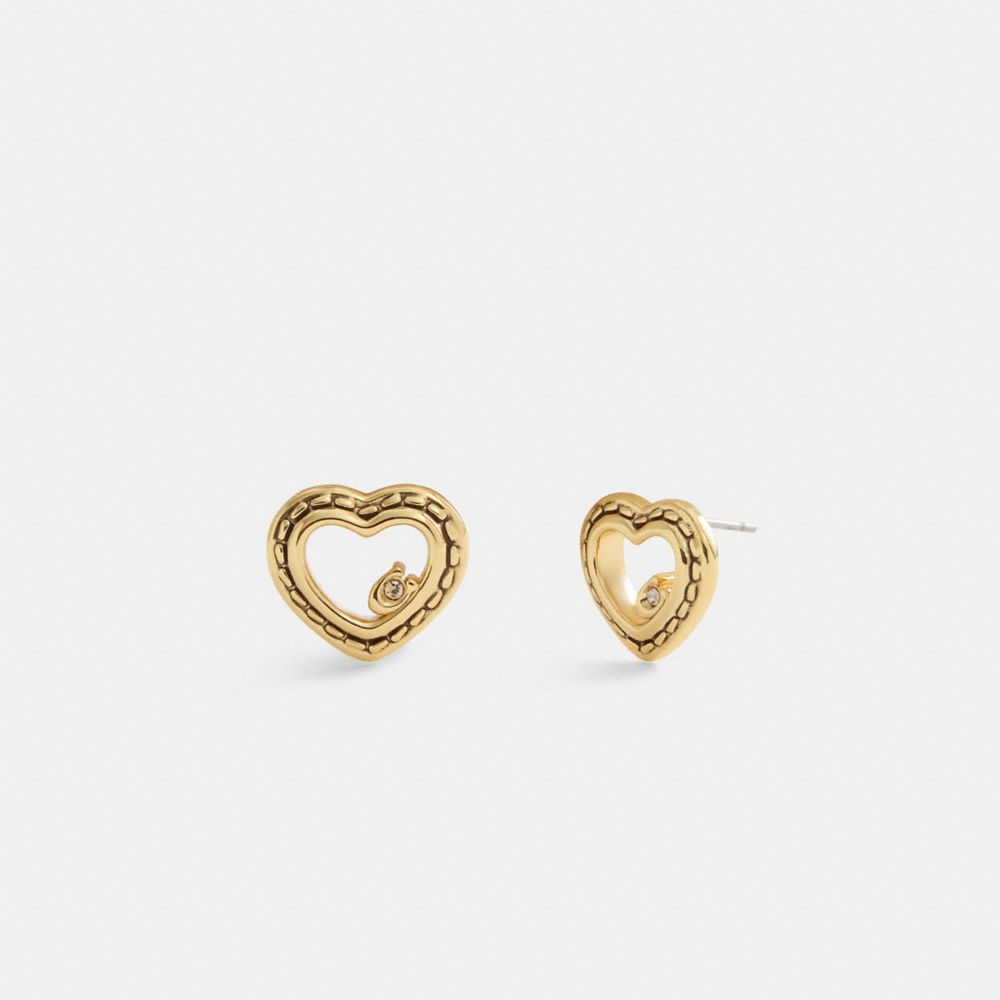 Stitched Hearts Stud Earrings