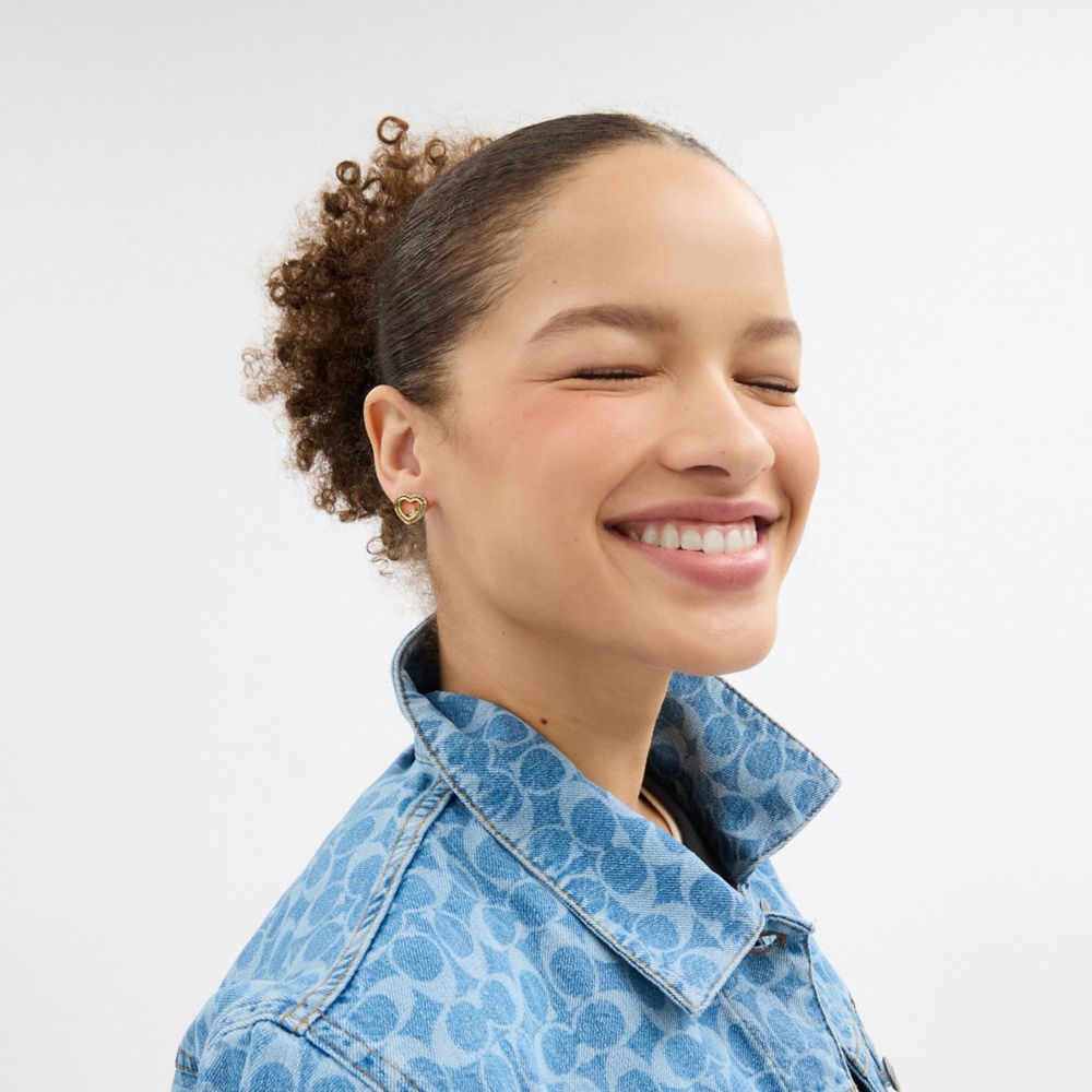 Stitched Hearts Stud Earrings