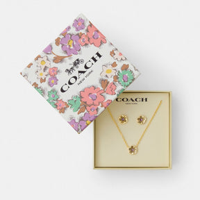 Tea Rose Pendant Necklace And Earrings Gift Set