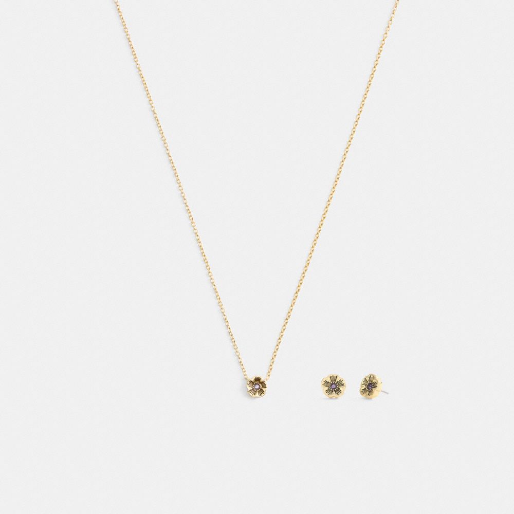 Tea Rose Pendant Necklace And Earrings Gift Set