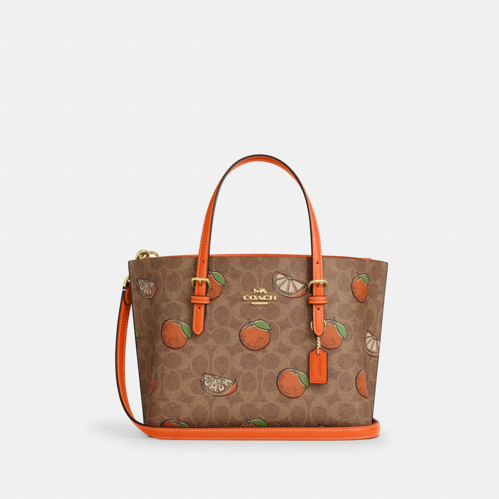 Mollie Tote Bag 25 In Signature Canvas With Orange Print