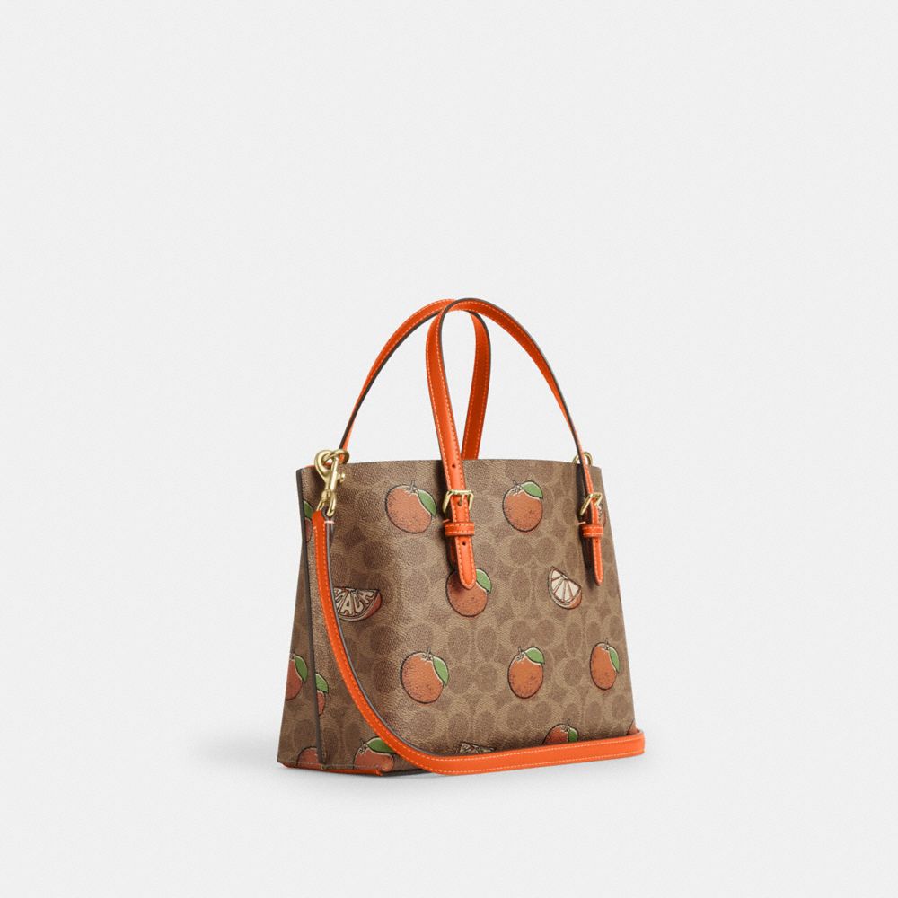 Mollie Tote Bag 25 In Signature Canvas With Orange Print