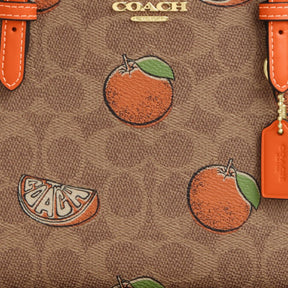Mollie Tote Bag 25 In Signature Canvas With Orange Print
