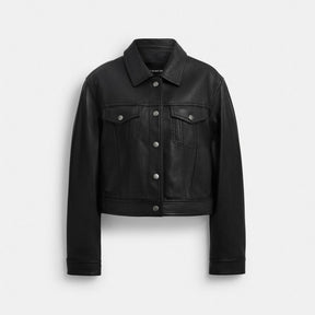 Shrunken Leather Trucker Jacket