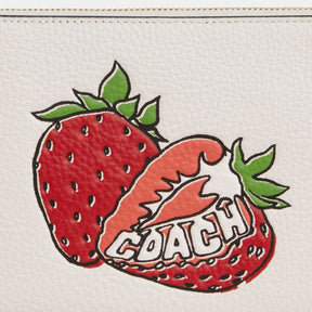 Large Corner Zip Wristlet With Strawberry Graphic