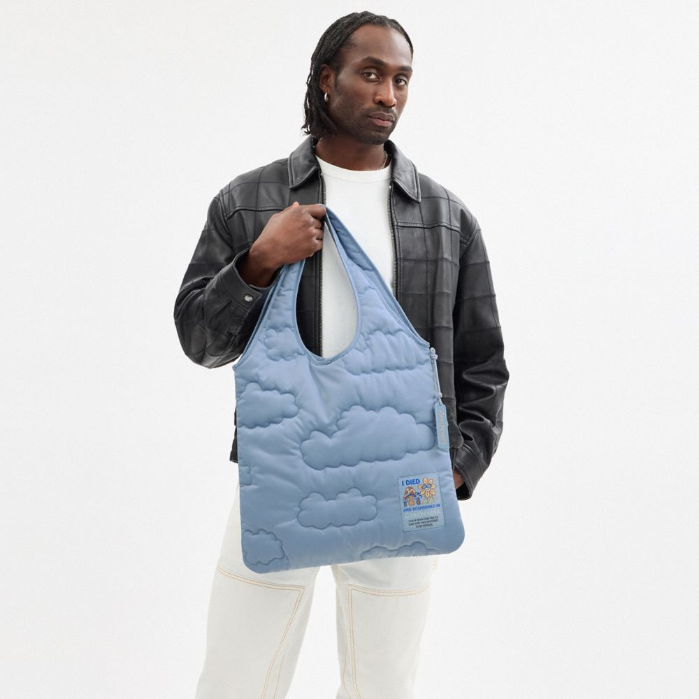 Coachtopia Loop Flat Tote In Recycled Polyester With Cloud Quilting