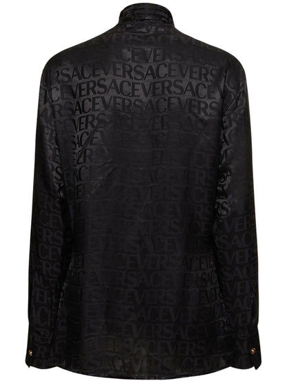Versace Versace Logo jacquard silk twill shirt w/scarf - Size: XXS Shirts | Shop From The Mirage