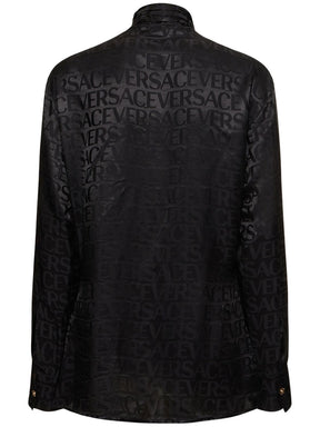 Versace Logo jacquard silk twill shirt w/scarf