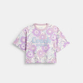Cursive Coach Floral Cropped T Shirt In Organic Cotton