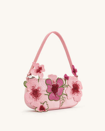 Leona Bead Embellished Shoulder Bag - Light Green