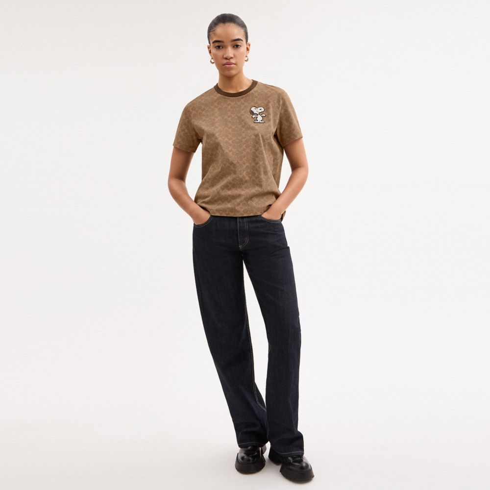 Coach X Peanuts Snoopy Signature Classic T Shirt In Organic Cotton