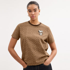 Coach X Peanuts Snoopy Signature Classic T Shirt In Organic Cotton