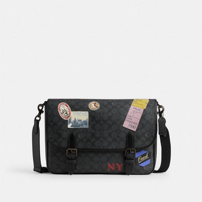 Hitch Messenger Bag In Signature Canvas With Patches