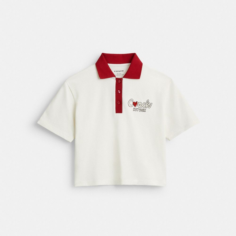 Heart Cropped Relaxed Polo In Organic Cotton