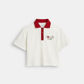 Heart Cropped Relaxed Polo In Organic Cotton