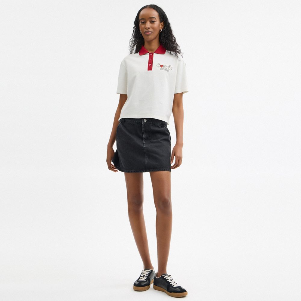 Heart Cropped Relaxed Polo In Organic Cotton