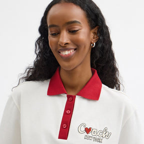 Heart Cropped Relaxed Polo In Organic Cotton