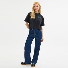 Leatherware Collage Cropped T Shirt In Organic Cotton