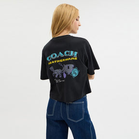 Leatherware Collage Cropped T Shirt In Organic Cotton