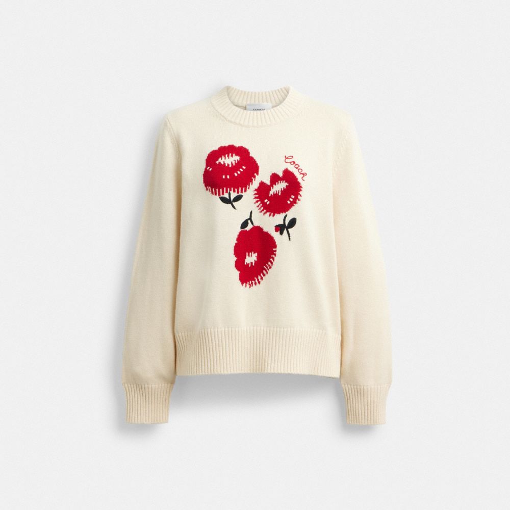Floral Crewneck Sweater In Organic Cotton