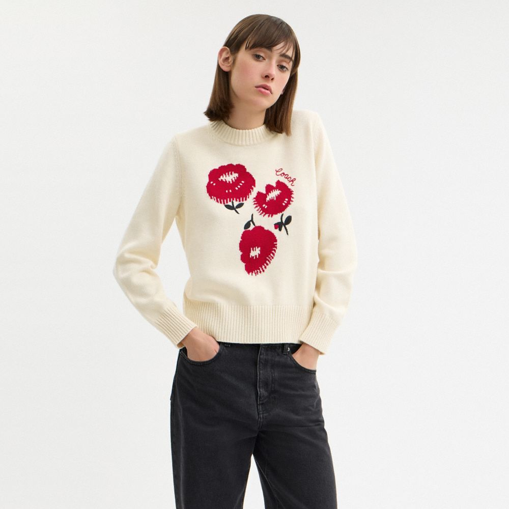 Floral Crewneck Sweater In Organic Cotton