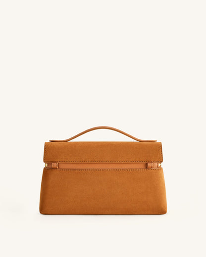 Thea Faux Suede Top Handle Bag - Light Blue