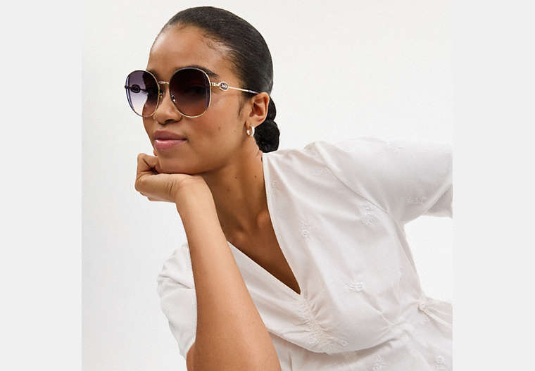 Horse And Carriage Metal Round Sunglasses