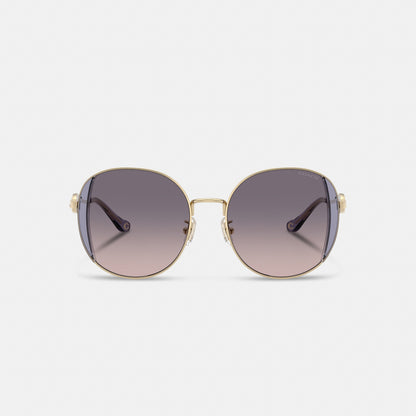 Horse And Carriage Metal Round Sunglasses