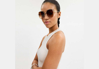 Horse And Carriage Metal Round Sunglasses