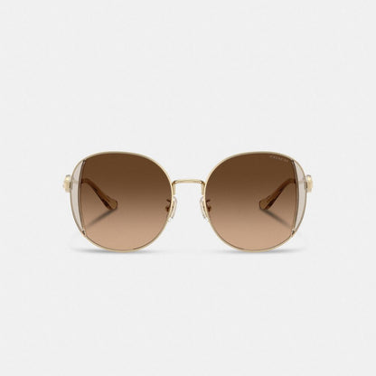 Horse And Carriage Metal Round Sunglasses