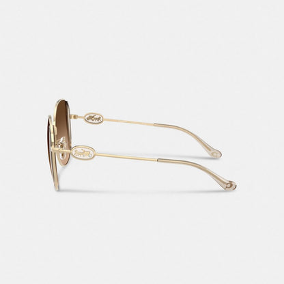 Horse And Carriage Metal Round Sunglasses