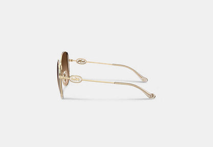 Horse And Carriage Metal Round Sunglasses