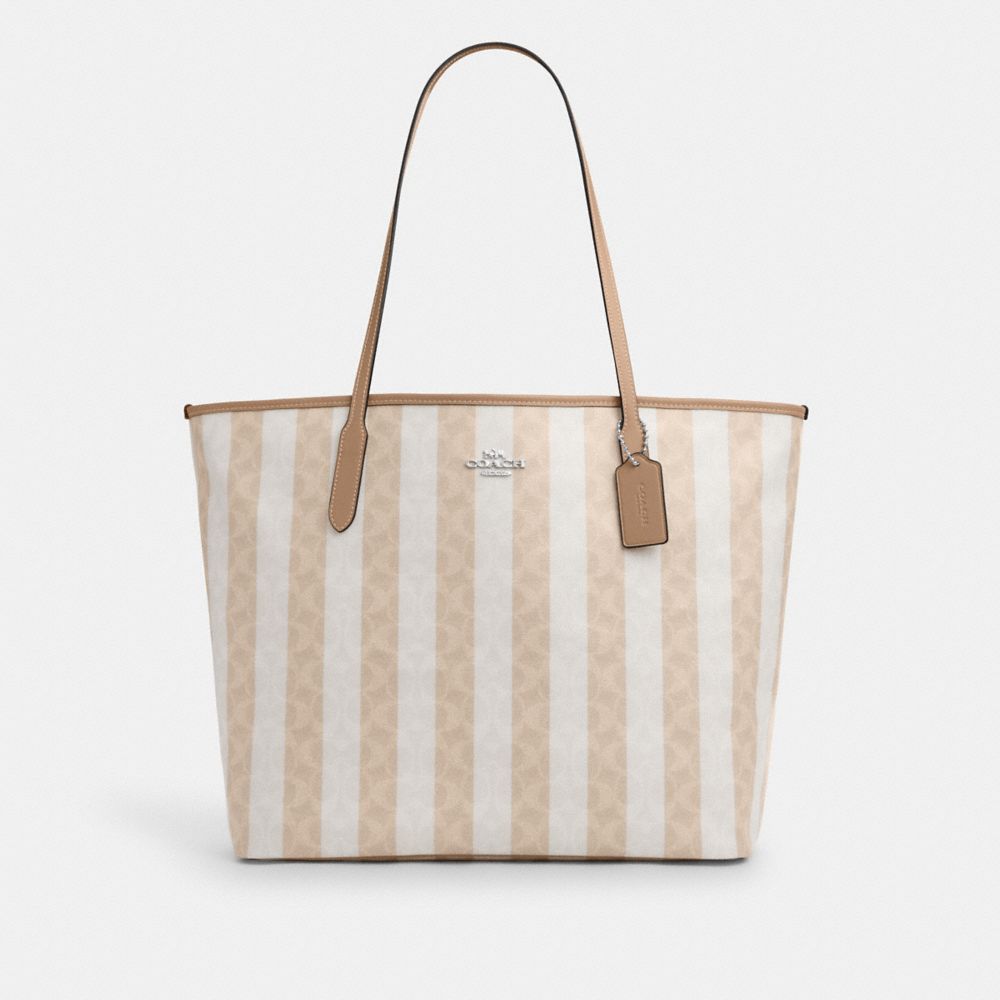 Large City Tote Bag In Signature Canvas With Stripe