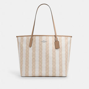 Large City Tote Bag In Signature Canvas With Stripe