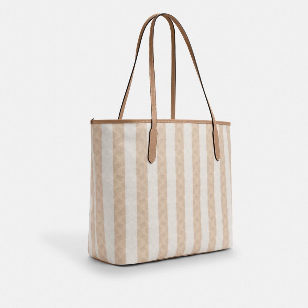 Large City Tote Bag In Signature Canvas With Stripe